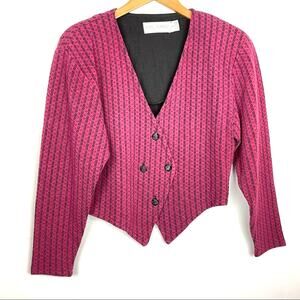 Vintage | Pink and Black Blouse Statement Top Button Front